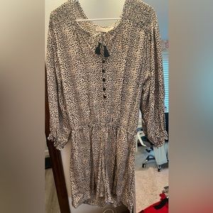 Romper, L, Beachgold, tan, black, polka dot, excellent condition